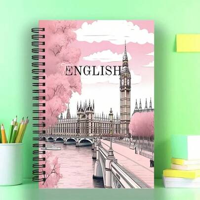 1pc A5 Size English Theme Spiral Notebook, Durable Spiral Binding - Suitable For Office, Study Or Gift, Great Gift For Friends And Family, Teacher Appreciation Gift, Daily Planner, English Theme Journal, Contains University Ruled Paper, A5 Size Suitable For Note-Taking, Study And Creative Writing, Made Of High-Quality Paper, Suitable For Office, Travel - Ideal Choice For Students And Professionals