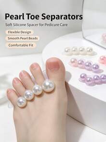 4/2/1pc Pearl Bubble Toe Separators, Round Head Toe Spreading Design, Non-Stick Nail Polish Coating Toe Separators, Portable Nail Art Tool, Suitable For Salon Or Home Foot Care Nail Painting - Multicolor - View 2