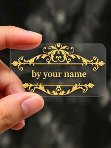 12/8/3/5pcs Personalized Transparent Stickers | Customized Name Vintage Border Transparent Self-Adhesive Labels | Multi-Color Options, Suitable For Gift Packaging And Handmade Business - Multicolor - View 5