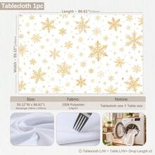 1pc Winter Christmas Minimalist Gold Snowflake Pattern Tablecloth, Stain-Resistant Dining Table Decor Cloth, Suitable For Kitchen, Dining Table, Coffee Table, TV Cabinet, Entryway, Party Holiday Decoration, Home Decor, Christmas Gathering - Multicolor - View 10