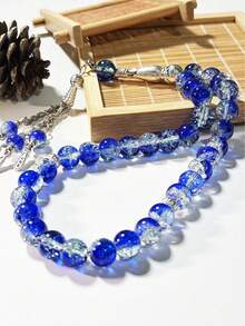1pc Pink Blue Burst Pattern Prayer Beads, Islamic Prayer Beads, Transparent Sparkling Round Bead Decorative Pendant, Suitable For Ramadan Prayer, Ramadan Gift, Festival Souvenir, Portable Accessory Gift And Home Prayer (Burst Pattern Random) - Multi-color - View 4