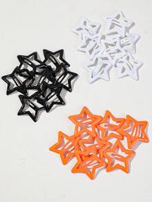 100/50/10pcs Girls Halloween Color Theme Five-Pointed Star BB Hair Clips, Hair Claw Clips, Hair Clips, Bangs Hair Accessories, Daily Use, Gift - Multicolor - View 4