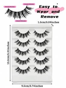 5 Pairs 3D Fluffy False Eyelashes, Full Strip Dense Long Lashes, Soft Lightweight Reusable, Natural Look, Suitable For Eye-Catching Makeup, Daily Wear And Party Looks - View 3