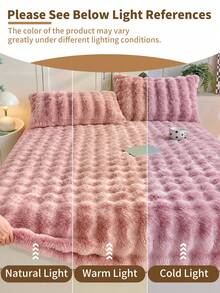 1pc Flannel Bubble Fitted Sheet, Light Pink Bedding, Dorm Bedding, Mattress Protector, Bed Cover, Back To School, Deep Pocket, Sheet Only, Pillowcase Not Included, Fits Twin/Full/Queen/King Size Bed, Machine Washable, Autumn Decor, Winter Decor - Baby Pink - View 7
