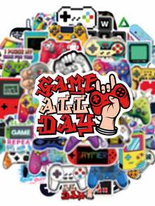 50PCS Game Controller Stickers, Aesthetic Stickers, High Quality Stickers Scrapbook, Decorative Paper, Journaling, Laptop, Bumper, Skateboard, Water Bottles, Computer, For Gift Bags, Envelope Seals, Party Decoration School Supplies - Multicolor - View 7