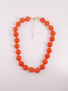1pc Bohemian Style Round Geometric Plastic Acrylic Beaded Rope Knotted Necklace, Handmade Jewelry Gift For Women, Everyday Wear - Multicolor - View 75