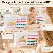 480 Colors Magnetic Pull-Out Acrylic Nail Art Display Box, Detachable Nail Art Tip Display Board, Color Card Storage Organizer Rack, Reusable Nail Art Display Stand, Nail Salon Supplies, Color May Vary - Gold - View 3