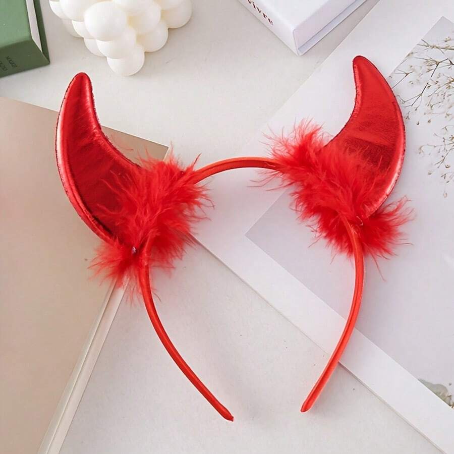 Halloween Ox Horn Headband - Red - View 1
