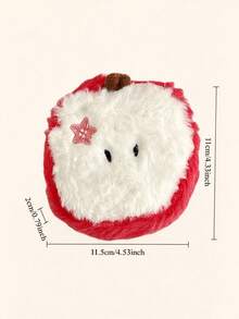 1pc Apple Embroidered Flower Decor Soft Plush Fabric Multi-Storage Cute Cartoon Coin Purse Suitable For Daily Travel And Holidays - Multicolor - View 8