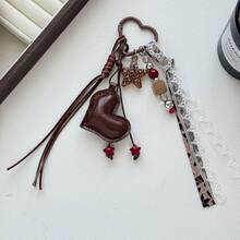 Y2K Vintage Heart Lace Bag Charm, Beaded Cherry Star Bow Keychain, Long Tassel Rope Handbag Backpack Pendant, Personalized Fashion Accessory - Multicolor - View 5