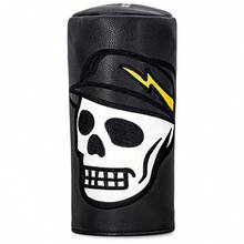 1PC Golf Driver Head Cover, Made Of PU Material, Decorated With Cool Embroidery Of Skull Wearing Cap And Yellow Lightning. Built-In Soft Inner Lining Shields Your Club From Scratches And Bumps. Edgy Stylish Golf Accessory For Golf Lovers. - Multicolor - View 15