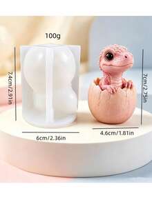 1pc DIY Dinosaur Egg Candle Mold, Silicone Mold For Candle Making, Home Decor Tabletop Ornament - White - View 6