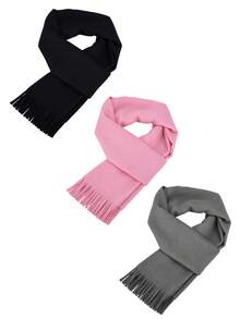 1pc/2pcs/3pcs Women's Autumn/Winter Solid Color Faux Cashmere Long Tassel Scarf, Soft Skin-Friendly Thickened Warm Oversized Shawl, Multi-Color Options, Outdoor Windproof Cold-Resistant Versatile Coat Neck Warmer - Multicolor - View 9