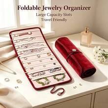 Roll-Up Jewelry Organizer Bag, Portable Velvet Jewelry Storage Pouch, Foldable Large Capacity Anti-Scratch Protection For Rings, Necklaces, Earrings, Watches, Travel And Home Jewelry Organizer - Multicolor - View 10