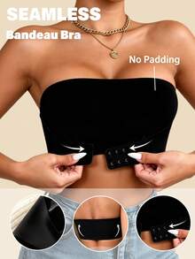 Áo ngực không gọng cài trước nâng đỡ cho nữ, áo bandeau nội y mùa hè, đồ lót mềm mại thoải mái - màu đen - Xem 1