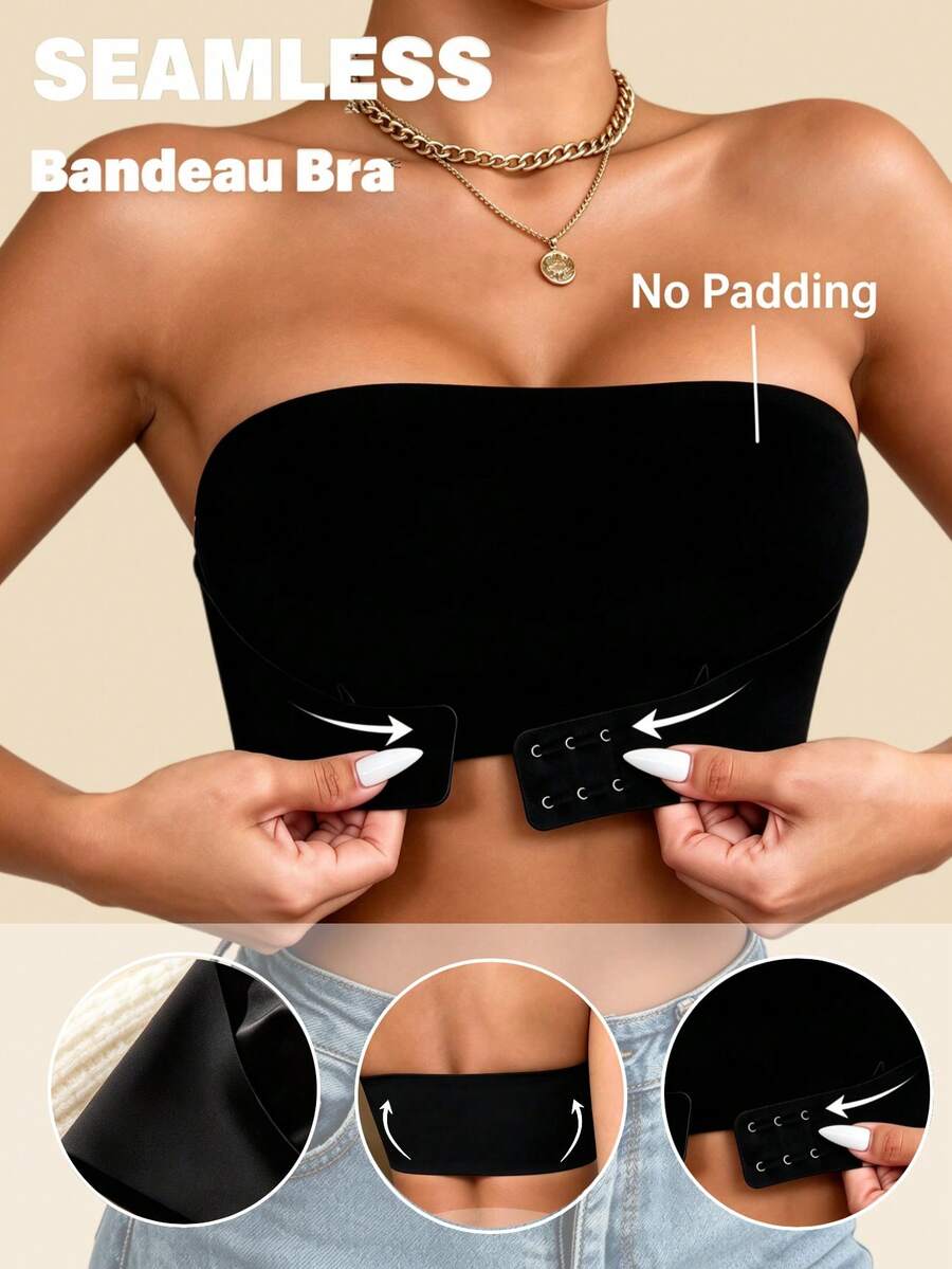 Áo ngực không gọng cài trước nâng đỡ cho nữ, áo bandeau nội y mùa hè, đồ lót mềm mại thoải mái - màu đen - Xem 1