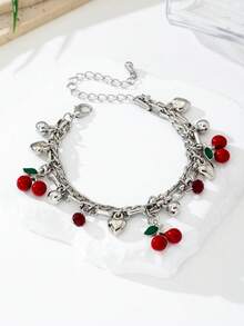1pc Women's Fashion Cherry Pearl Bracelet Elegant Hand Accessory - Cherry Bracelet - View 16