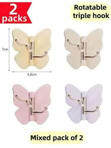 6Pcs Butterfly Wall Hooks, No Drill Self Adhesive Hooks, Decorative Heavy Duty Sticky Hanging Hooks For Bathroom Door Closet Home Organizer, Invisible Waterproof Wall Mount Hanging Holder Random Colors 2/4/6PCS - View 13