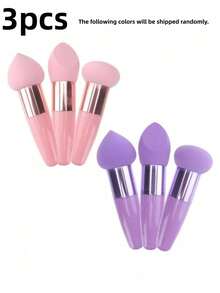 6pcs Makeup Sponge Set With Handle, Dual-Use Wet & Dry Makeup Brushes, Suitable For Foundation, Concealer, Blush, Highlighter, Portable Makeup Sponges - Multicolor - View 11