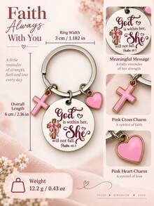 Christian Religious Baptism Gifts For Girls Women Confirmation First Communion Gifts For Daughter Teen Girls Cross Bible Verse Catholic Keychain - Multicolor - View 4