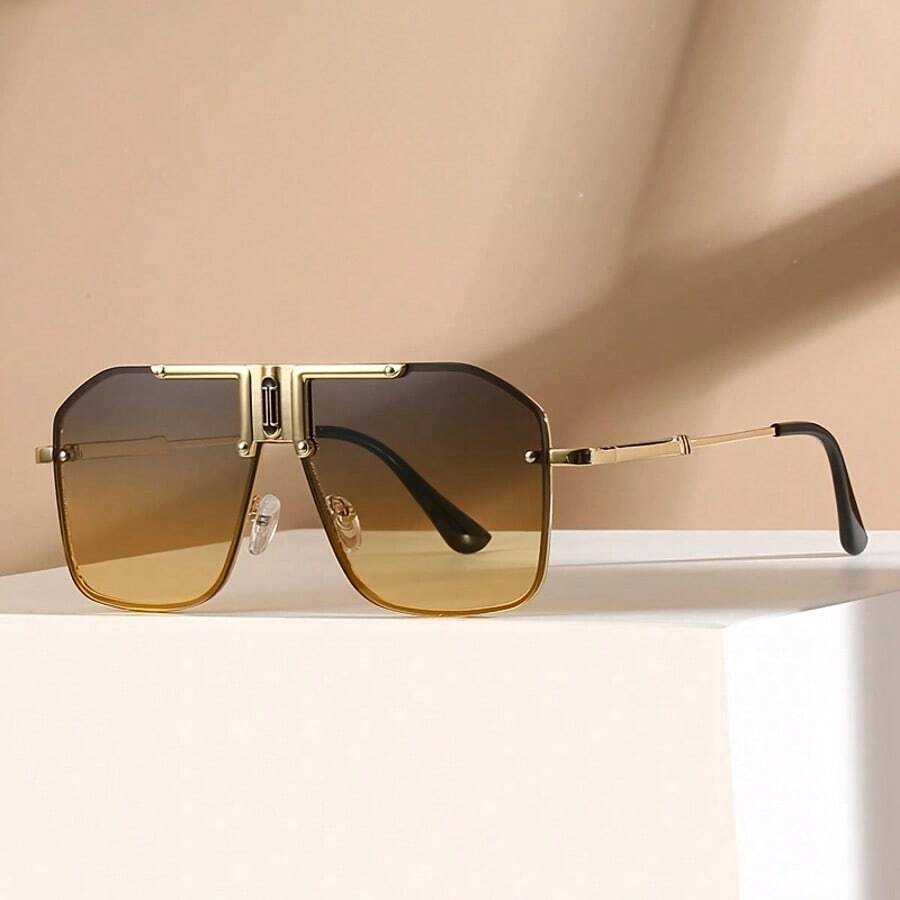Men's Business Large Frame Glasses Single Square Lens Daily Wear Decorative Eyewear - Multicolor - View 1