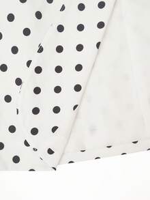Women's Stand Collar Polka Dot Jacket, Asymmetric Button Long Sleeve Slim Fit Casual Outerwear - White - View 10