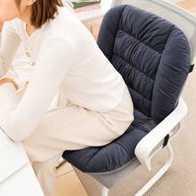 1pc Grey Thickened Integrated Backrest Seat Cushion, Solid Color Quilted Chair Pad, Suitable For Office Chair, Computer Chair And Home Seating, Chair Not Included - Light Grey - View 2