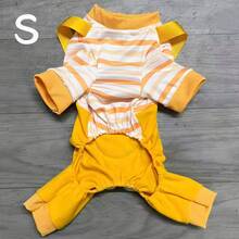 1PC Cute Pet Jumpsuit Autumn/Winter Cat/Dog Yellow Striped Clothes Soft, Breathable, Comfortable Pet Clothing Hoodie - Yellow - View 15