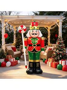 1pc Christmas Theme 62-Inch Standing Candy Nutcracker Aluminum Film Balloon, Christmas Mall Atmosphere Decoration, Indoor Theme Decoration Atmosphere Layout - Balloon - View 4