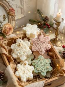 1pc Snowflake Scented Candle Silicone Mold, Floral Pattern Snowflake Mold, Easy Release Reusable Mold, Suitable For Candles, Epoxy Resin, Plaster, Handmade Soap, DIY Home Desktop Decor, Christmas, Thanksgiving, New Year Handmade Craft Materials - A - View 3