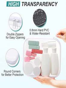 Hard Shell Transparent Makeup Bag, Waterproof Transparent Zipper Makeup Bag, Portable Travel Toiletry Storage Bag, Suitable For Skincare And Cosmetics - White - View 4