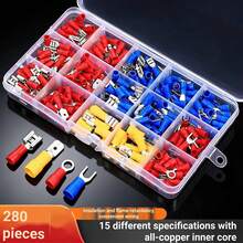 280pcs Electrical Connector Set, Assorted Cable Terminals, Insulated Crimp Terminals, Cold Pressed Terminals, Wire Connectors, Pre-Insulated Copper Terminals, Automotive Parts, Automotive Machinery, Marine Wiring, Men's Tools - A - View 3