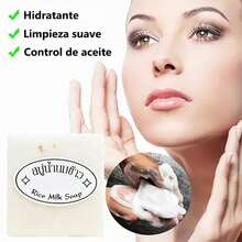 Jabón de Arroz Artesanal Facial y Corporal, Limpieza Profunda e Hidratante, Cuidado Suave para Todo Tipo de Piel - Paquete de 1/5/10/20/50 Unidades - Jabón de arroz - Ver 4