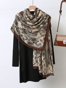 1PcWomen Vintage Paisley Print Oversized Scarf, Old Money Style Lightweight Wrap Shawl For Daily Wear - Multicolor - View 11