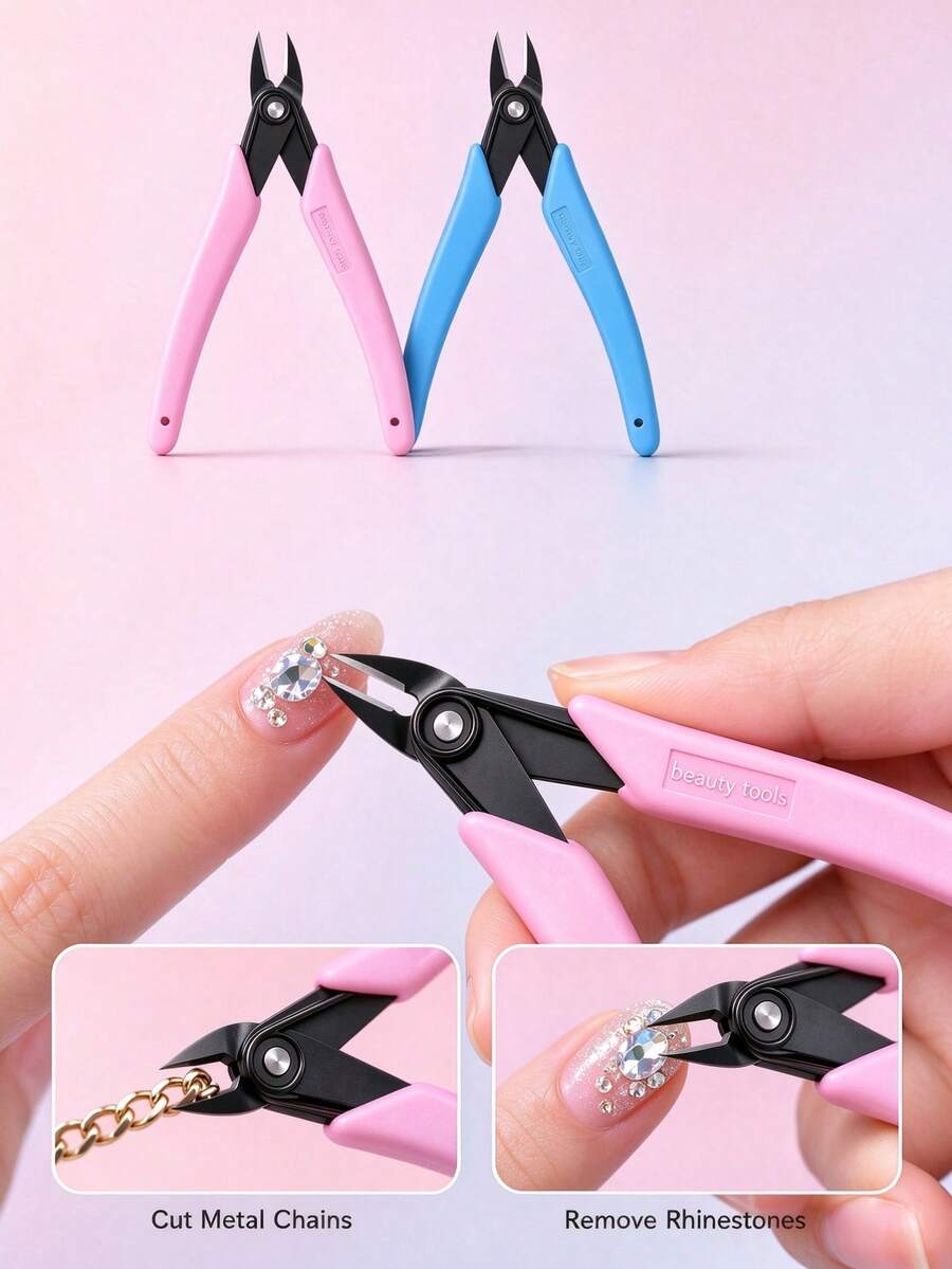 1Pc Multi‑Purpose Manicure Nipper Tool, Rhinestone & Gemstone Remover Plier, Metal Wire & Nail Chain Cutter, Comfort‑Grip Nail Art Accessory For Women, Suitable For Personal Nail Care And Professional Nail Salon Application