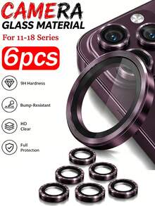 Mr. War Gorilla 6pcs [Wine Red CD Pattern Lens Ring] With Advanced Adhesive For Easy Installation, Glass Material For High-Definition Lossless Photo And Video Quality, Anti-Collision, Anti-Scratch, Anti-Fingerprint Residue, Phone Lens Accessory, Waterproof, Anti-Fingerprint, Compatible With IPhone Duo/18promax/18pro/18/17e/17 Pro Max/17 Pro/17Air/17/16 Pro Max/16 Pro/16 Plus/16/15 Pro Max/15//14/13/12 And Other Models. - Burgundy - View 2
