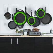 3-Piece Set Of Foldable Silicone Filter Liners, Foldable Food Strainers – Green, In Lengths Of 25 Cm, 30 Cm And 35 Cm - Green - View 4