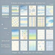Double-Sided Material Paper, Soft Mist Color Card Series, Salt-Style Fresh Decorative Scrapbook Material Paper, Suitable For Notebooks, Diaries, Scrapbooks, Back To School Season, School Opening Season - A - View 11