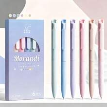 6pcs Morandi Color Retractable Gel Pens Set, Student Note-Taking And Highlighting Gel Pens, Retractable Quick-Dry, 0.5mm Tip, Multiple Color Ink, Smooth Writing, School And Office Supplies, Learning Supplies, Classroom Rewards - Multicolor - View 10