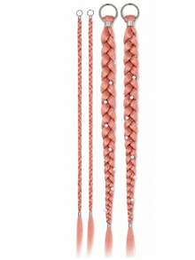 2 Packs 24 Inch Y2K Style Synthetic Long Braided Hair Extensions With Silver Star Decor, Soft Colorful Holiday Cosplay Party Hair Extensions For Women And Girls - Multicolor - View 10