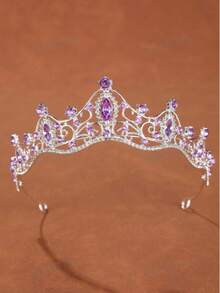Queen Crown & Headpiece, Princess Crown, Suitable For Women & Girls, Crystal Headband, Suitable For Bride & Princess Style, Suitable For Wedding & Party All Seasons, Wedding Decoration, Valentine's Day Accessory - 4225 Silver Purple - View 6