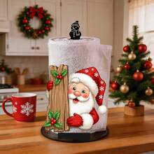 1pc Vintage Christmas Nutcracker Theme Kitchen Paper Towel Holder, Fun Desktop Countertop Roll Paper Storage Rack, Acrylic Material With Christmas Themed Base Decoration, No Paper Towels Included, Holiday Atmosphere Display Stand, Christmas Season Special Design For Kitchen And Christmas Decor - Multicolor - View 2