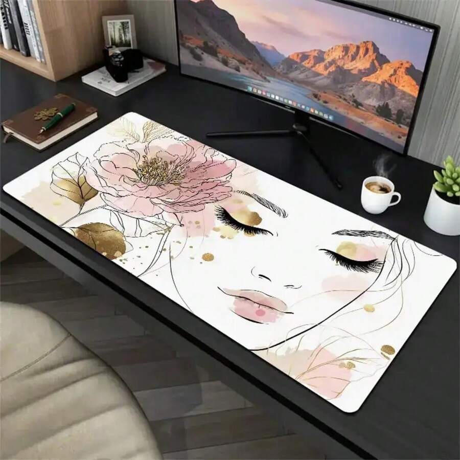 1pc Mouse Pad, For Makeup And Skincare Conference Theme, Non-Slip Mouse Pad For Makeup Festival, Keyboard Mat, Non-Slip Rubber Base, - View 1