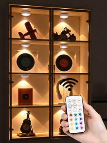 1 Pack/3 Packs Remote Control Cabinet Light Night Light, Magnetic Installation Spotlight, Adjustable Brightness And Color Temperature, RGB Lighting Effect - Warm/White/Neutral+9 RGB Color - View 1