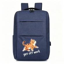 Business Backpack With Off-Duty Cat Print, Suitable For Boys And Girls, Campus, Short Trips, Daily Commute And Work, All-Season Large Capacity Compartment For Laptop And Various Study Supplies - Backpack - View 9