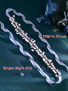 1PC Elegant Pearl Bridal Hairband Fashion Rhinestone Handmade Women's Headband Suitable For Wedding Holiday Party Hair Accessories - White - View 7