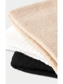 Noxbound 1pc Warm Double Layer Knitted Beanie Hat, Unisex Plain Color Hat Suitable For Spring, Autumn & Winter, Couples - A - View 2