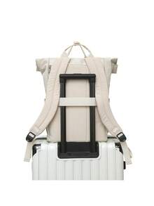 Men Casual Backpack Solid Black Roll Top Backpack Multi Pocket Laptop Bag For Daily Commute Outdoor Lightweight Nylon Buckle Closure Backpack - Multicolor - View 7
