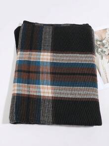 1PC Men's Fashion Linen Plaid Crinkled Scarf, Versatile Neck Warmer Suitable For Daily Casual Wear - Multicolor - View 2