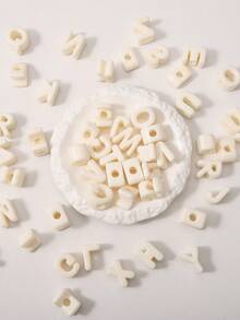 26/10pcs Ivory Acrylic Letter Beads, A~Z 26 Letters Complete, Suitable For DIY Handmade Keychains And Phone Charms, Can Be Used For Various Occasions, Essential Material For DIY Creative Crafts. - White English Letters - View 5